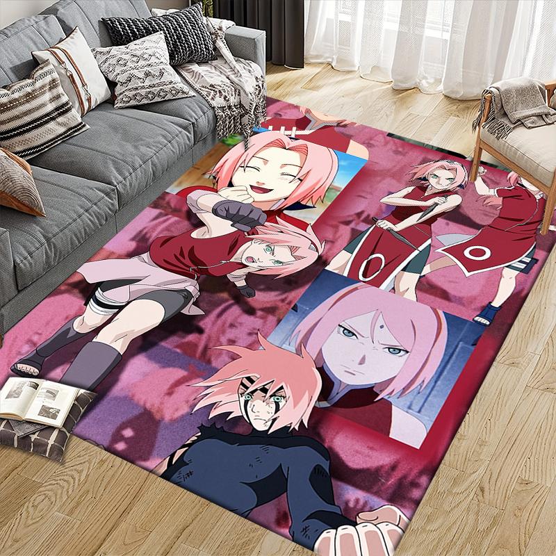 Naruto Haruno Sakura Anime Square Area Rug, Non-Slip Floor Mat for Home Decor, Perfect Gift for Sakura Fans.chl