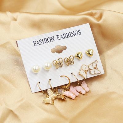 12pcs Sweet Girl Earrings Creative White  Butterfly Earrings Fashion All-match Temperament Manufacturers Wholesale Earring