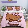 3pcs Hello Kitty, Smartphone Breathable Polyester Bedding Set Soft Duvet Cover and 2 Pillowcases,Suitable for All Seasons, 082622b
