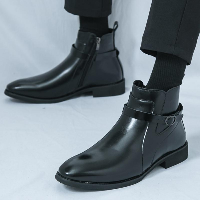 Móda Novinka Zimní Móda Návrhář Špičaté Černé Hnědé Chelsea Kotníkové Boty Pánské Ležérní Luxusní Vysoké Boty Zapatos Hombre