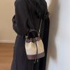 Vintage Patchwork Bucket Bag Drawstring Designer Women Purses And Handbags Luxury Pu Leather Shoulder Crossbody Bags Tote Bolsas