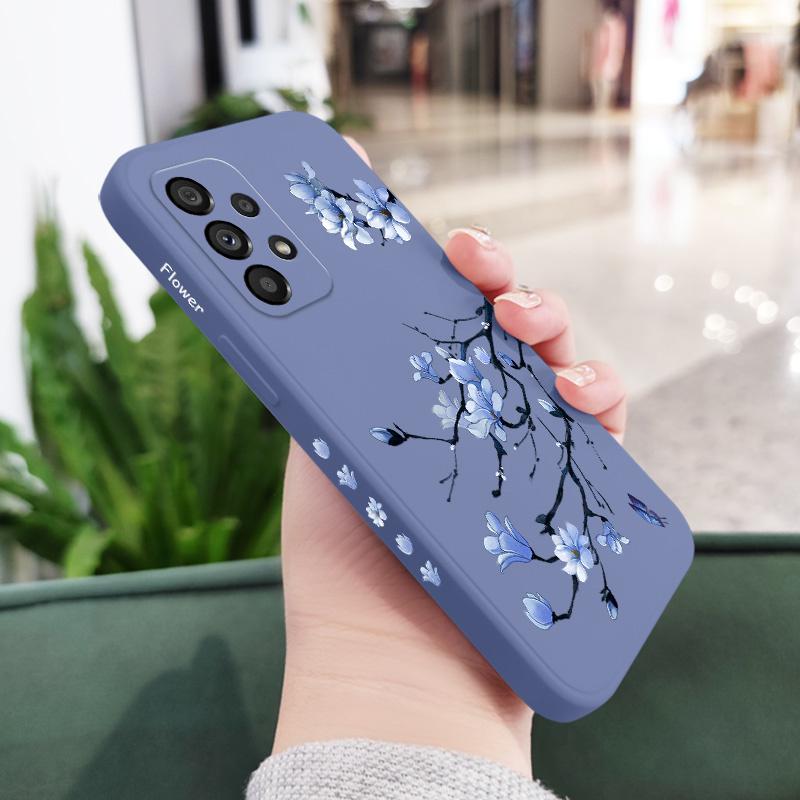 

Blooming Orchid Case For Samsung Galaxy A73 A53 A33 A23 A13 A03 A72 A52 A52S A32 A22 A12 A02 A02S A71 A51 A31 A21S 4G 5G Cover Samsung A53 5G светло-синий