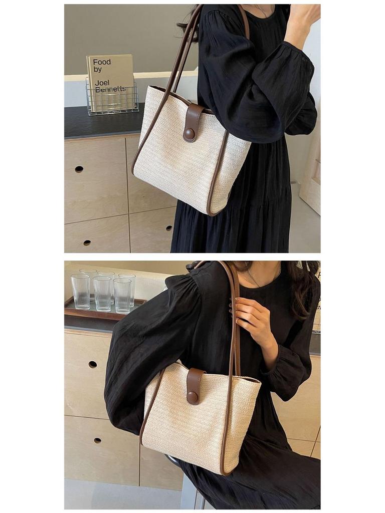 2025 Spring/Summer Women's Large Capacity Straw Woven Tote: Fashionable & Versatile Commuter Handbag