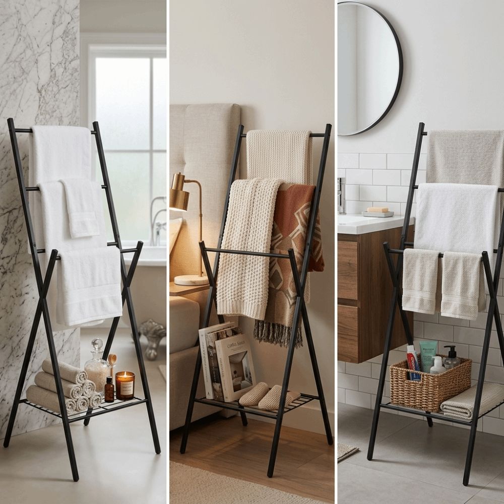Foldable Structure Foldable Towel Drying Rack Multi-purpose Storage Organizer Bathroom