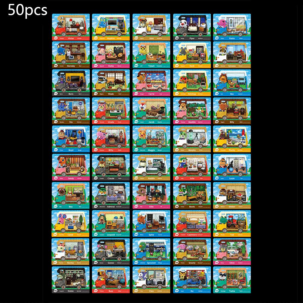 50PCS Animal Crossing Mini RV Game Cards Waterproof Wear-resistant For NS Switch