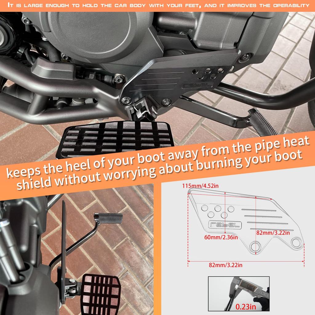 WOOGA Motorcycle Front Footpeg Protection Cover Footpeg Footrest Set Foot Plate Guard Protector Applicable Models Honda Rebel CMX1100 / DCT CMX 1100 P