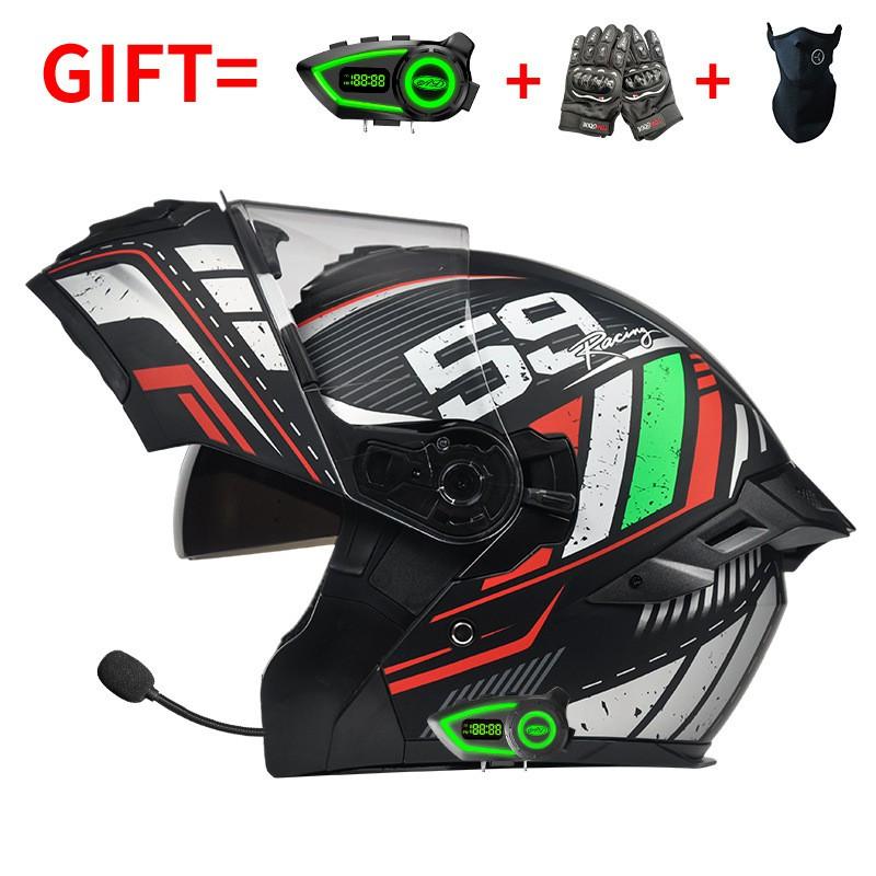 Bluetooth Motorcycle Full Face Helmet Men Women Flip-Up Design All Season ABS Safety With 3C Certification