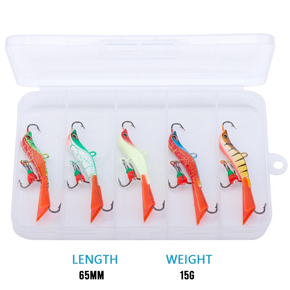5-Pack Ice Fishing Lures Set for Pike Trout Perch, Winter Jigs in Tackle Box, Fast Sinking Balancer Crankbaits Fishing