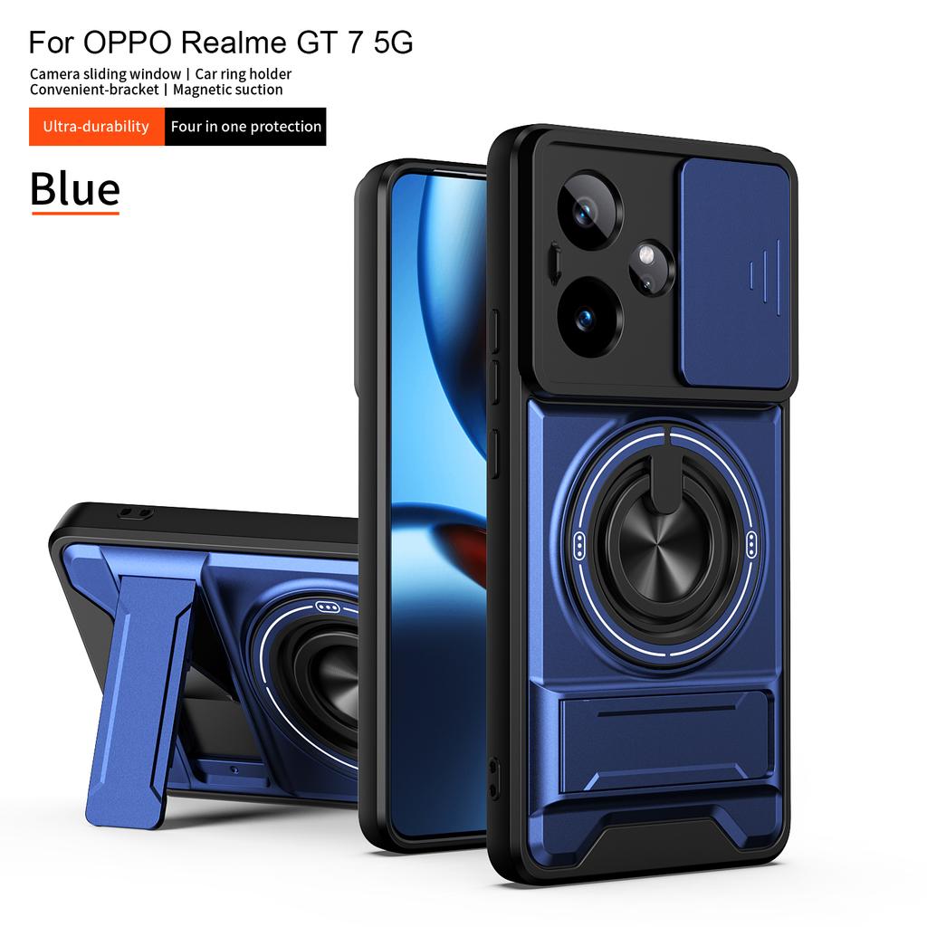 For Realme GT 7 Case Realme GT 7T Cover GT7 GT7T Phone Case Magsafe Magnetic Fold Holder Military Armor Camera Protection Cover