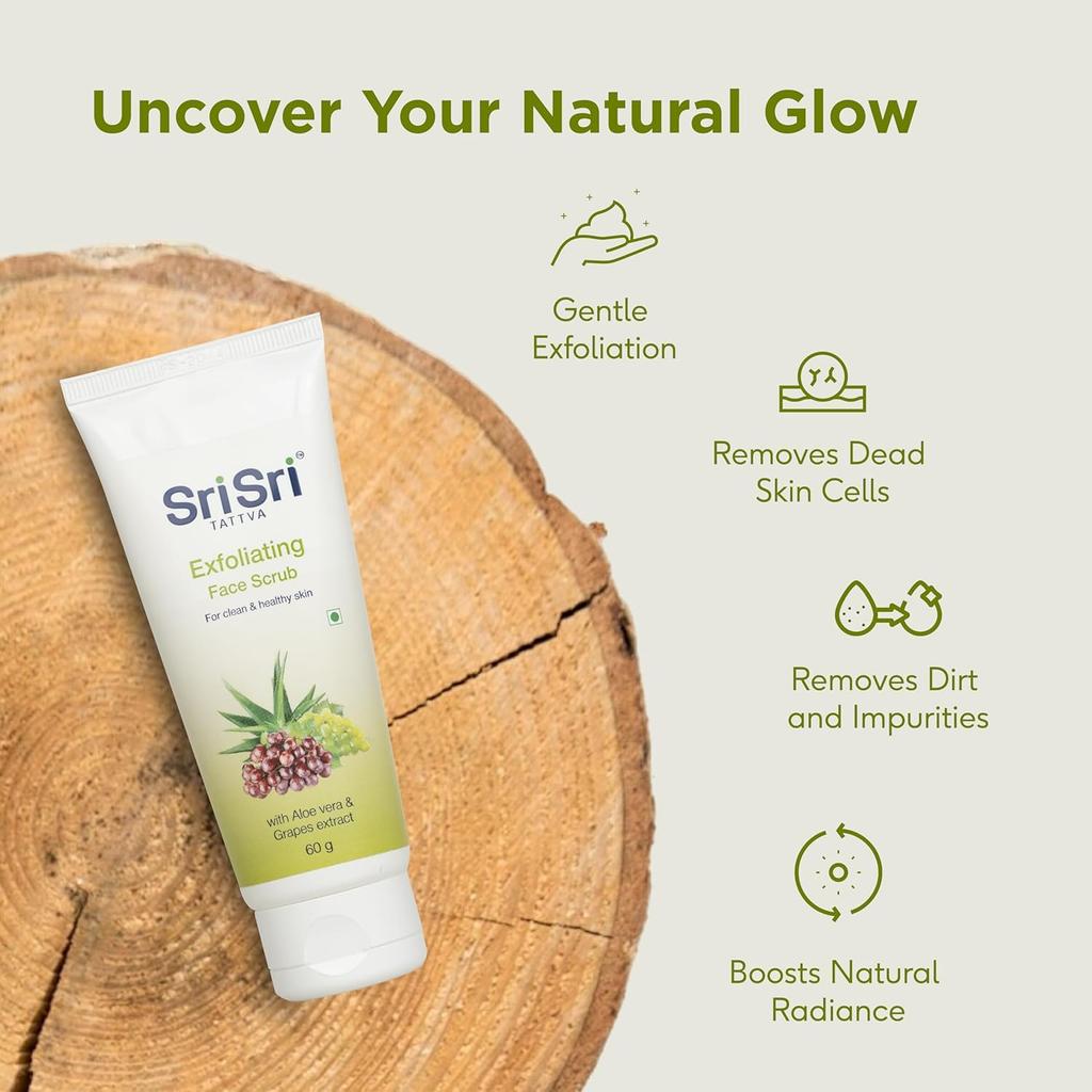 Sri Sri Tattva Exfoliating Face Scrub 60g Pack of 3 for Smooth Fresh Radiant Skin Care