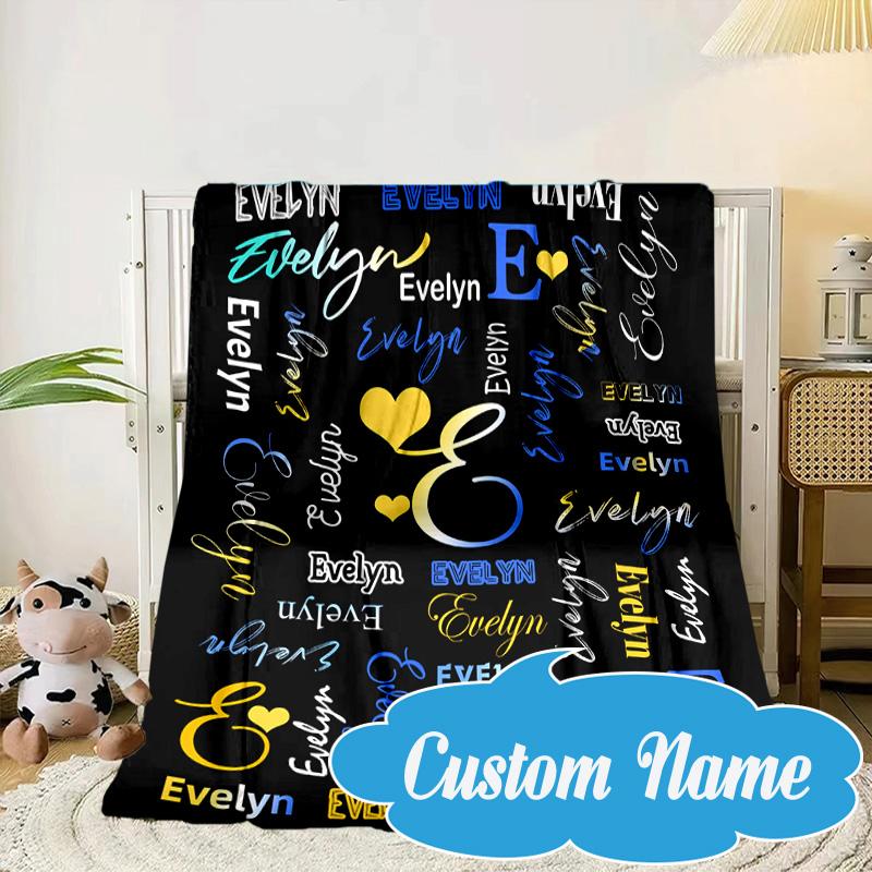 Custom Name Pink Heart Blanket bed sofa Blanket Flannel Blanket for Camping, Hiking, Picnic Essentials,gift for Fan family