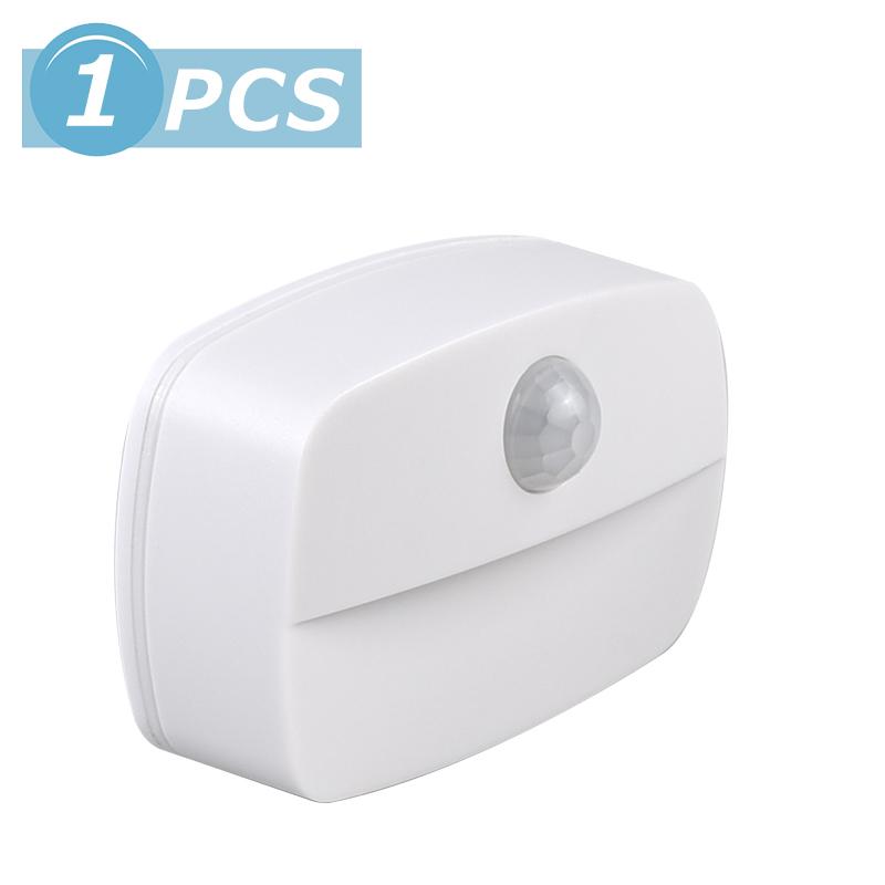 Wireless LED Motion Sensor Night Light Plug In Motion Detector Bedroom Staircase Closet Bedside Night Lamp 220V Battery Powered