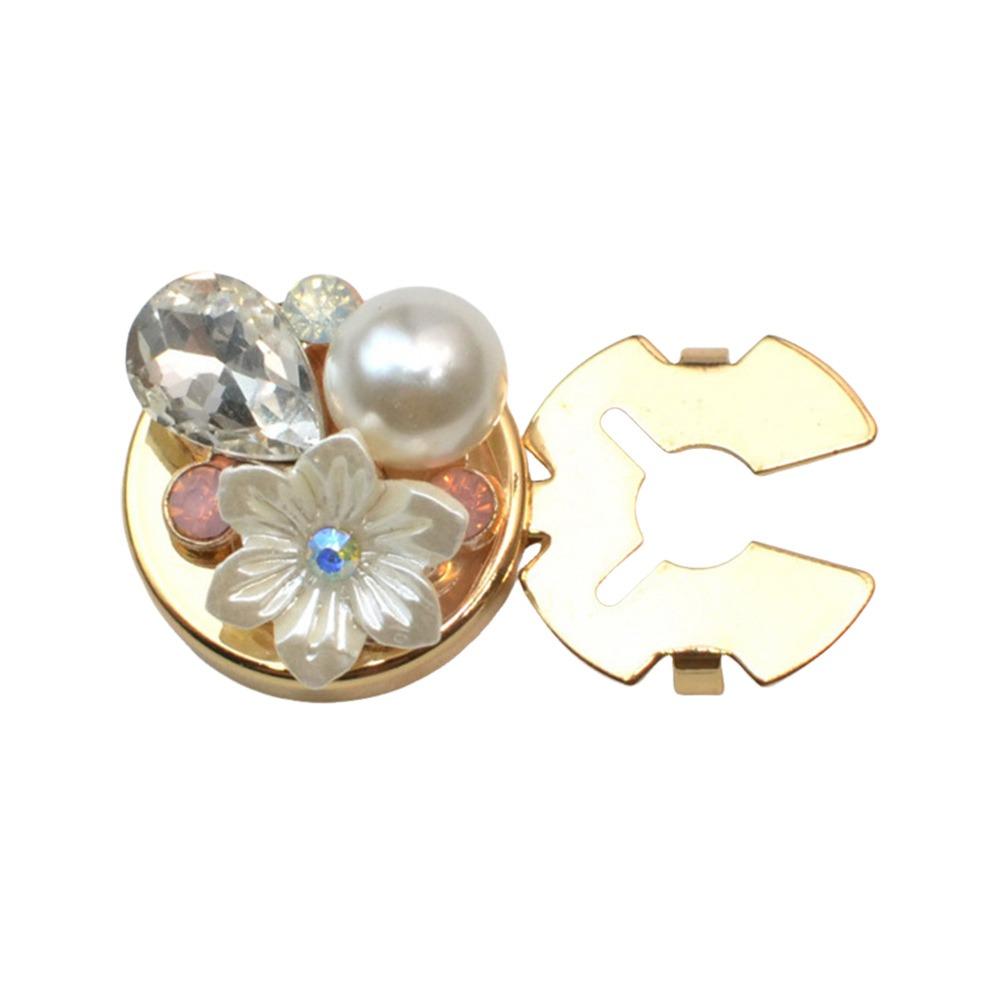 1PC Alloy Pearl Round Shirt Buckle Rhinestone Flower Cufflinksble  for Shirt Dress Decoration