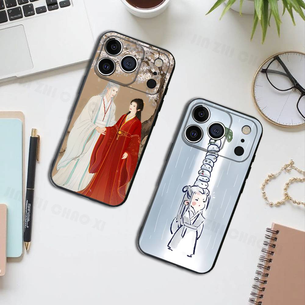 Drama XiaoYao Black Phone Case For IPhone 17 16 15 14 13 12 13 12 11 Pro Max Plus XS XR Silicone Soft Back Cover