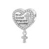 925 Silver Cross Flower Wings Clock Charm Pendant DIY Bracelet Jewelry Gift for Women Men Fashion