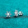 Sterling Snowflake Moissanite Stud Earrings Women Minimalist Chic Valentines Gift Best Friend