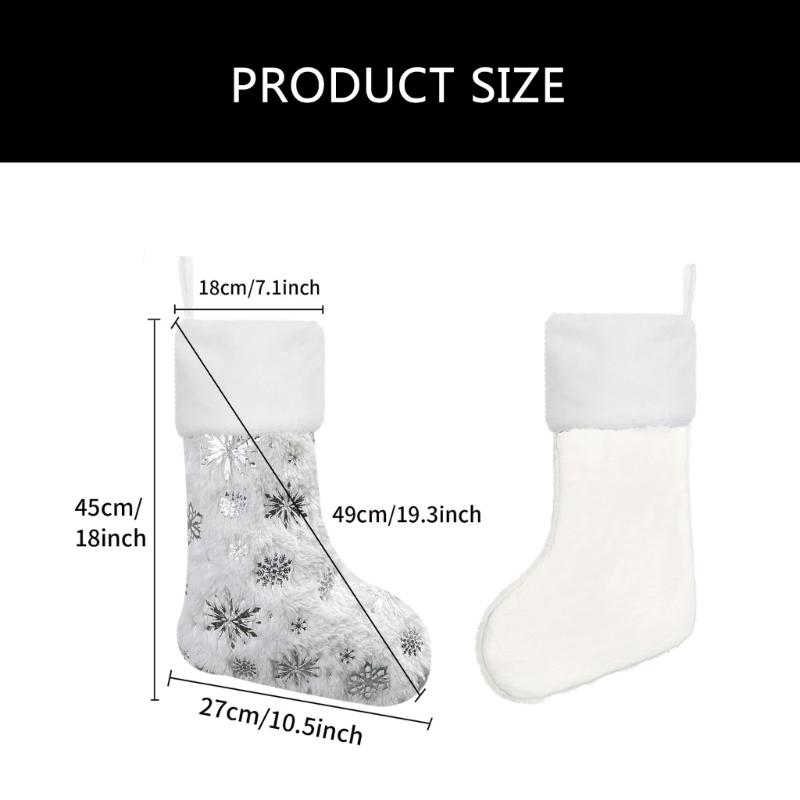 4pcs Furry Christmas Stockings Assorted Color for Home Office Decors Holiday Mantlepiece Hanging Socks