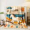 A Stylized Horse Amidst Swirling Patterns of Sun, Rain, and Nature. for All Seasons Blanket Lunch Break Throw Gift