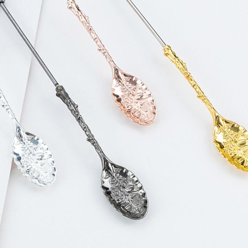 Creative DIY Coffee Stirring Spoons with Beaded Design Durable Alloy Construction Set of 6 Handmade Kitchen Tool