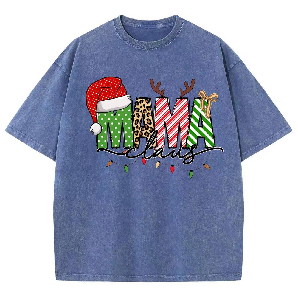 Mother's Day Mama Letter Print Women's Wash T-Shirt Summer Selling Oversized Short Sleeve Unisex Minimalist Top