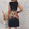 Plus Size V Neck Sleeveless Green Bamboo Valley Brook Print For Elegant Summer Daily Outfit