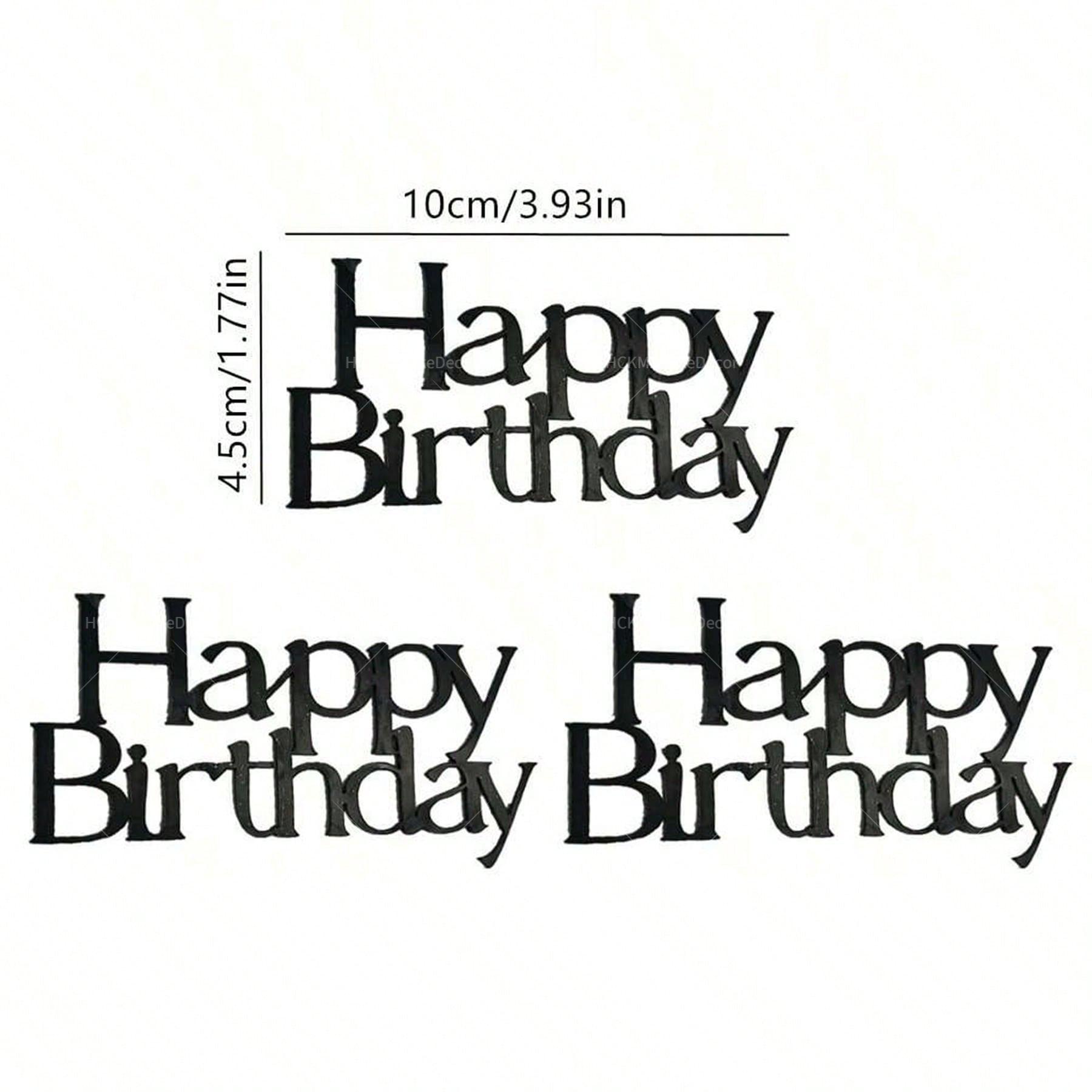 

10 PCS Happy Birthday Cake Topper Simple Lines Acrylic Gold Silver Black Dessert Toppers for Birthday Party Cake Decorations 10 PCS чорний