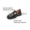 Fashion NEW Autumn/Spring Women Pumps Round Toe Chunky Heel Shoes Genuine Leather Shoes for Women Hollow Mary Janes Black Handmade Shoes
