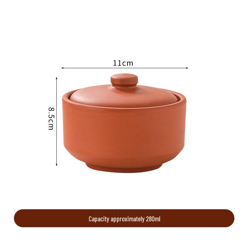 Purple Clay Double-Boiler Stew Pot with Lid - Chinese Retro Health Pot for Stews, Soups, and Steamed Eggs.