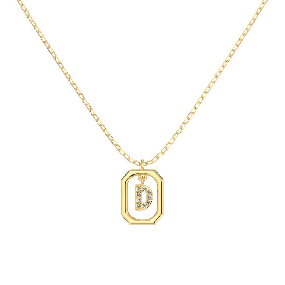 925 Silver Alphabet Pendant Necklace with Zircon Detailing - Women's Elegant & Unique Design