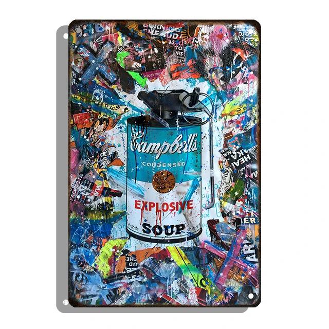 

Banksy Graffiti Decorative Plaque Abstract Style Tin Sign Metal Pleate Plate For Home Room Decor Aesthetic Gift Cuadros 20x30cm（7.8x11.8inch）