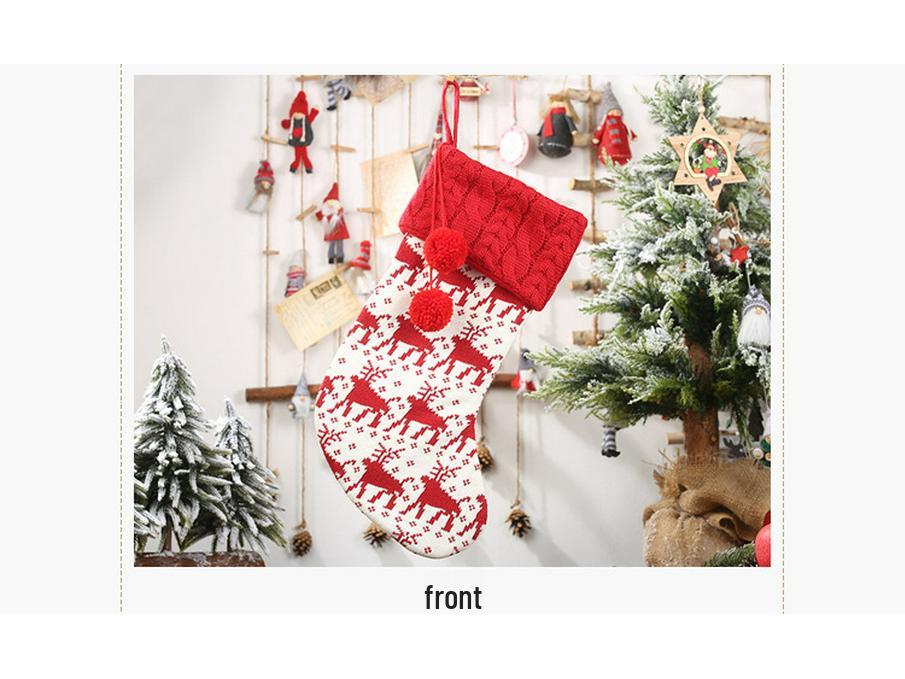 Red & White Reindeer Christmas Woolen Socks & Gift Bags for Kids