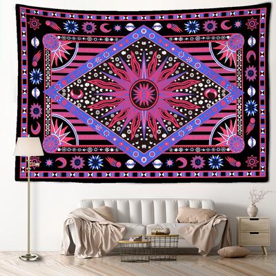 Pink Purple Sun Moon Tarot Tapestry Wall Hanging Psychedelic Witchcraft Bohemian Style Living Room Bedroom Home Decor