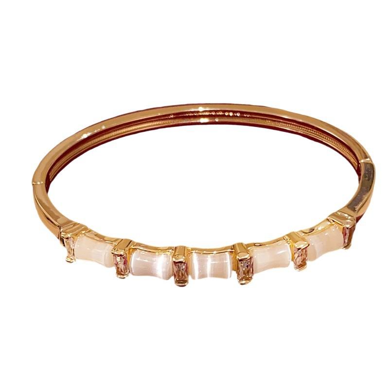 Zircon Bamboo Cat's Eye Snap Bracelet Light Luxury High-end Bracelet Europe and America