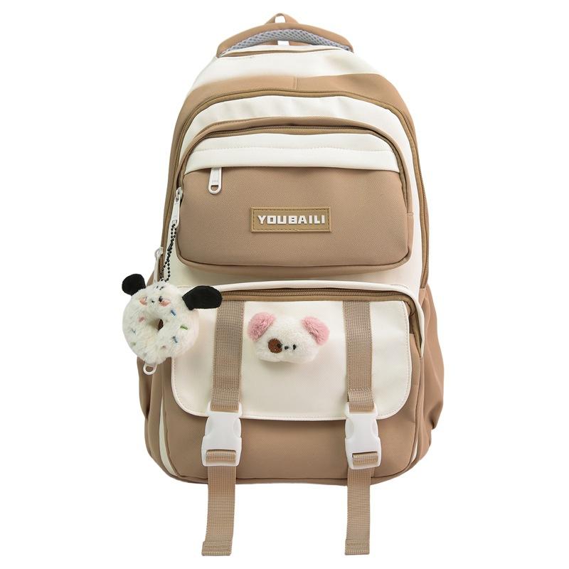 

Ранец для девочек начальной школы Рюкзак большой вместимости Детский рюкзак с цветовым контрастом хаки