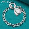 Bracciale con Ciondolo Doppio Cuore in Argento Sterling 925 per Donne Gioiello Charm per Festa di Matrimonio