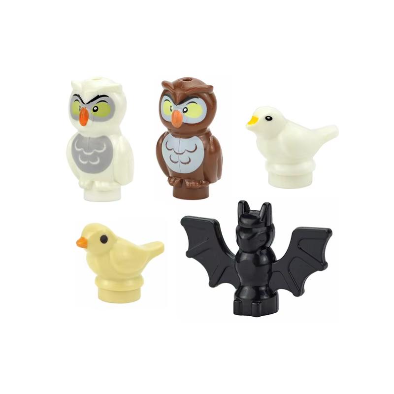 MOC Tier Szene Bausteine Katzen Hunde Schafe Schweine Hühner Adler Papageien Delfin Zoo Rahmen Zubehör DIY Spielzeug Steine T14