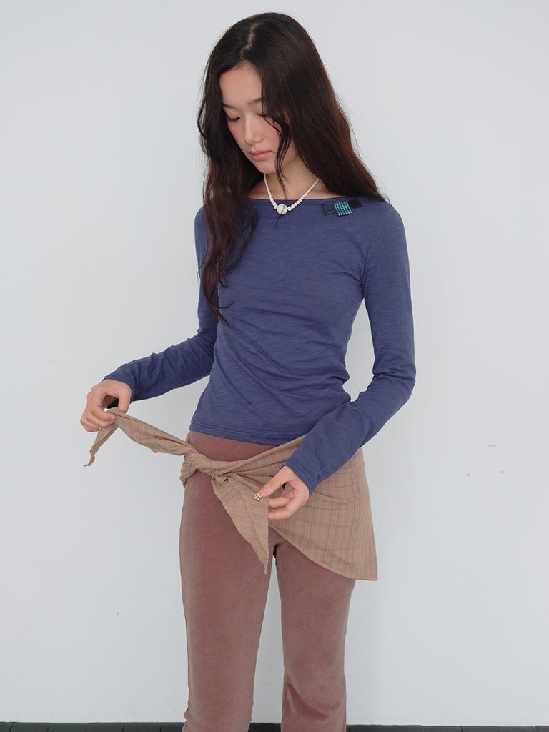 Mueum Flare Banding Pants & Modular Shawl Set (Brown)