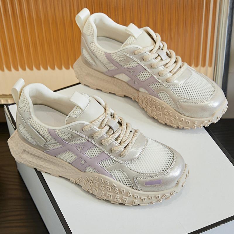 Genuine Leather Forrest Gump Shoes Thick-soled Mesh Women's Shoes Breathable Sports Shoes Lightweight Casual Comfortable Dad Shoes