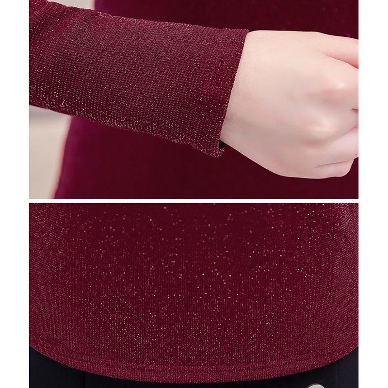 Women Bottom Lace Mesh Diamonds Blouse Autumn Winter Slender Warm Long Sleeves Shirt Elegant Vintage Solid Hollow Out Tops