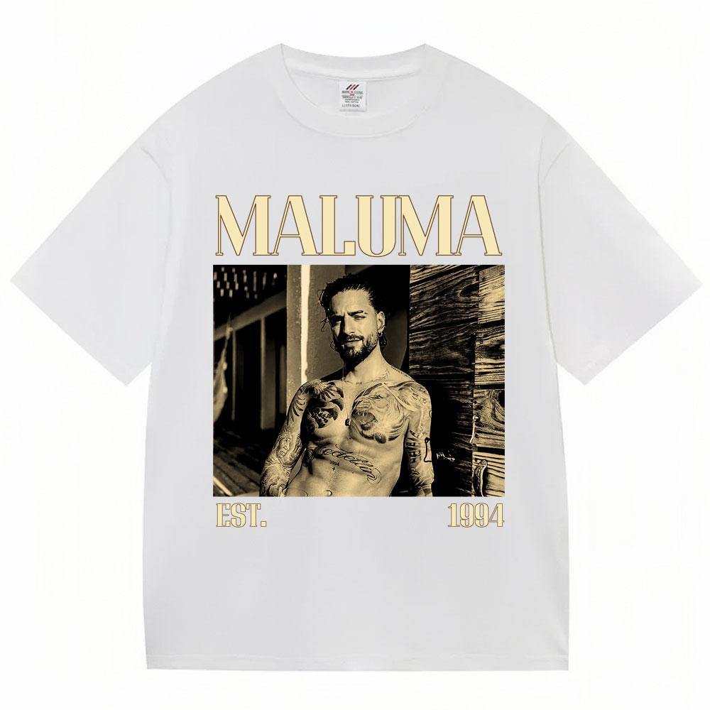 T-shirt Grafiche Rapper MALUMA da Uomo Hip Hop Stile Vintage Manica Corta Moda Gotica Cotone Oversize