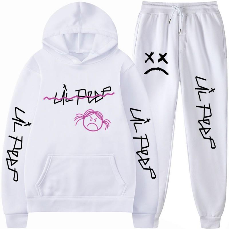Mens Streetwear Hooded Sweatshirt Pants Set Casual Outfit Trendy Urban Style
