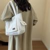 Simple Corduroy Tote Bag, Solid Color Shoulder Bag, Retro Multi Pockets Handbag For School Work Shopping