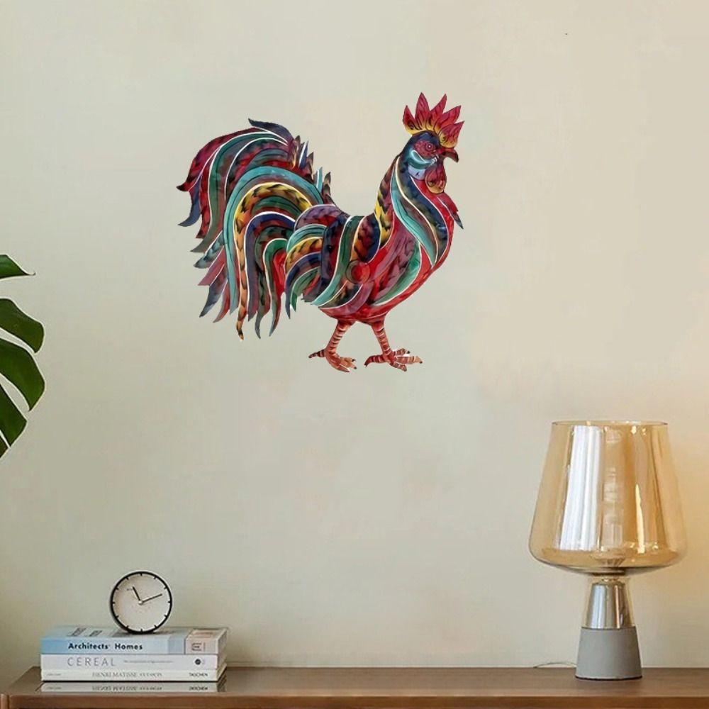 Metal Rooster Wall Hanging Decoration Art Background Pendant  Living Room
