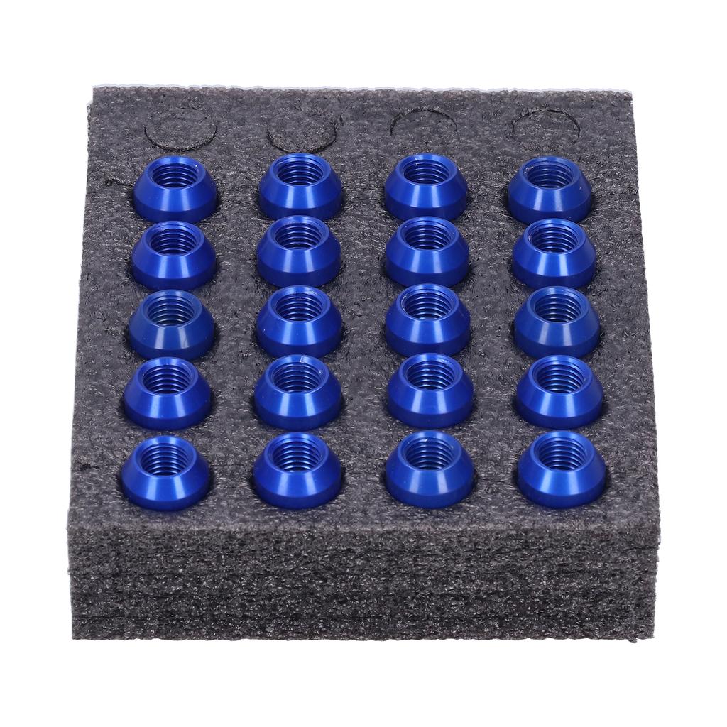 20 szt. Nakrętki do kół M12x1.5 Gwint 1.3in Wysokość 7075 T6 Aluminium Blokujące Nakrętki Niebieskie