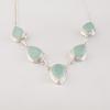 Aqua Chalcedony Gemstone Silver Necklace, 925 Sterling Silver, Statement Necklace For Wedding RN-1-20