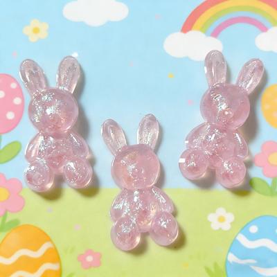 10 Pcs Charme Lapin Acrylique Pailleté Mini Lapin de Pâques Assis Décoration Figurine d'Animal 3D Bricolage Artisanat Projets Fournitures Accessoires