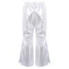 Pantaloni de dans evazați pentru copii, băieți și fete, cu talie elastică, paiete strălucitoare, pentru spectacole