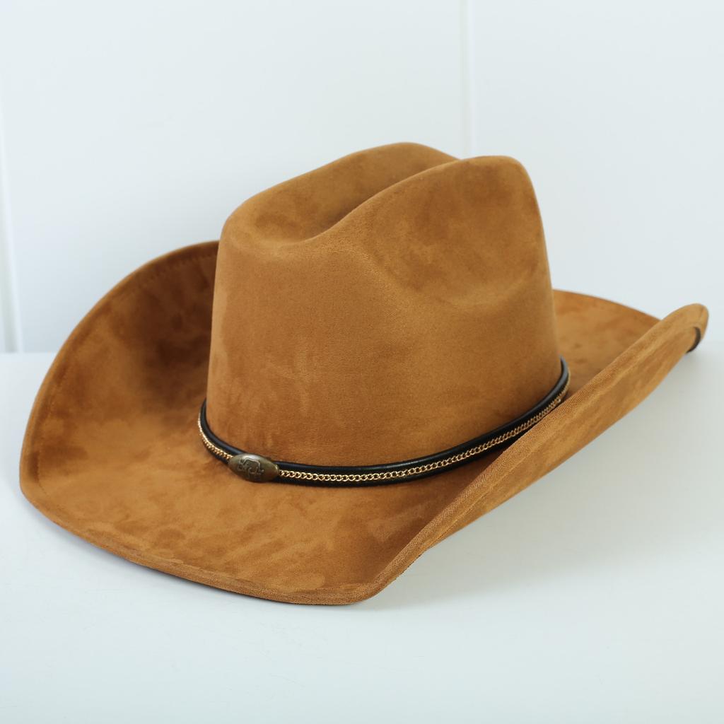 Popular European and American Style Suede Western Cowboy Hat Men's and Women's Simple and Fashionable Big-brimmed Jazz Hat