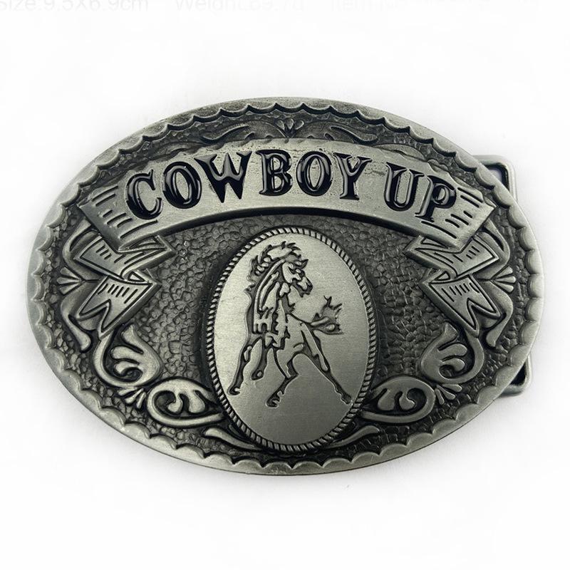 Rectangular Blue Green Alloy Belt Buckle in Indian Horse Riding Style