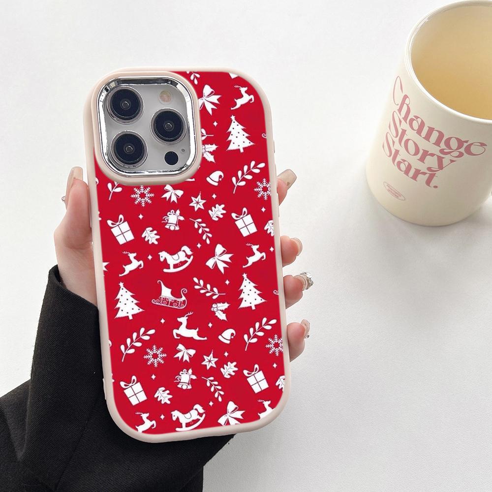 N111 Merry Christmas art Happy New Year Soft Phone Cases for Samsung S24 S23 A15 A12 A35 A54 Infinix Hot 40i Plating Frame Camera Protector Back Cover